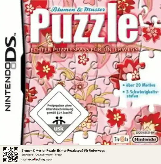 Blumen & Muster Puzzle: Echter Puzzlespaß für Unterwegs Nintendo DS, Germany box front