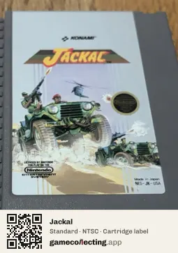 Jackal Nintendo Entertainment System, NTSC cartridge label