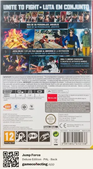 Jump Force Nintendo Switch, PAL box back