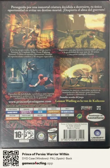 Prince of Persia: Warrior Within Computer, Spain box back