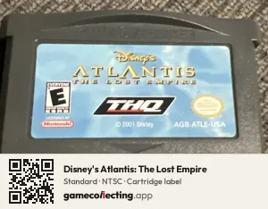 Disney's Atlantis: The Lost Empire Game Boy Advance, NTSC cartridge label