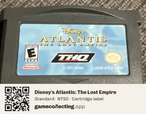 Disney's Atlantis: The Lost Empire Game Boy Advance, NTSC cartridge label