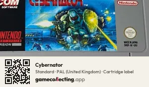 Cybernator Super Nintendo Entertainment System, PAL cartridge label