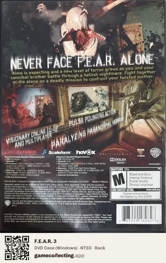 F.E.A.R. 3 Computer, NTSC box back