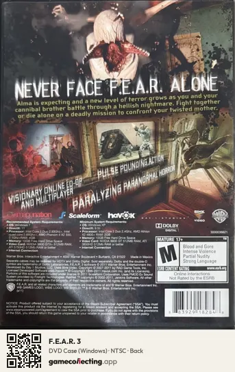 F.E.A.R. 3 Computer, NTSC box back