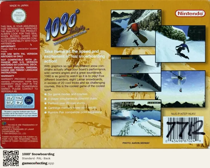1080° Snowboarding Nintendo 64, PAL box back