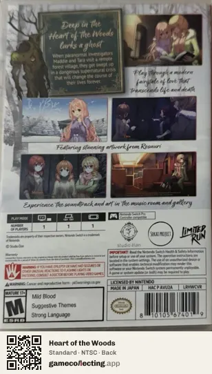 Heart of the Woods Nintendo Switch, NTSC box back