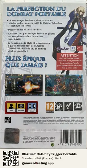 BlazBlue: Calamity Trigger Portable PlayStation Portable, France box back
