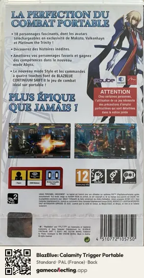 BlazBlue: Calamity Trigger Portable PlayStation Portable, France box back
