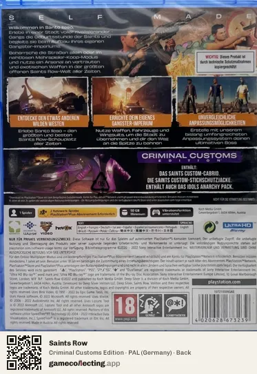 Saints Row PlayStation 5, Germany box back