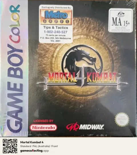 Mortal Kombat 4 Game Boy Color, Australia box front