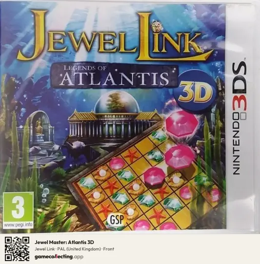 Jewel Master: Atlantis 3D Nintendo 3DS, United Kingdom box front