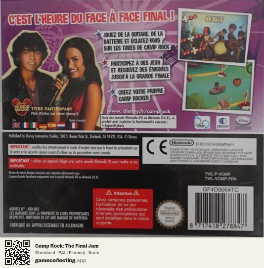 Camp Rock: The Final Jam Nintendo DS, France box back
