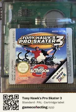 Tony Hawk's Pro Skater 3 Game Boy Color, PAL cartridge label