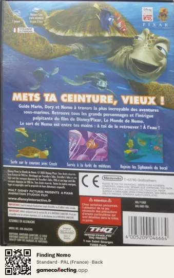 Finding Nemo Nintendo GameCube, France box back