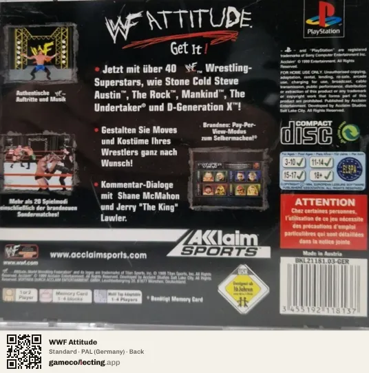 WWF Attitude PlayStation, Germany box back