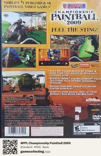 NPPL Championship Paintball 2009 PlayStation 2, NTSC box back