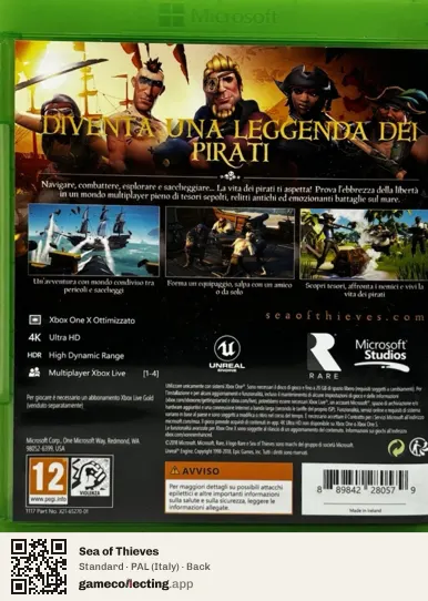 Sea of Thieves Xbox One, Italy box back