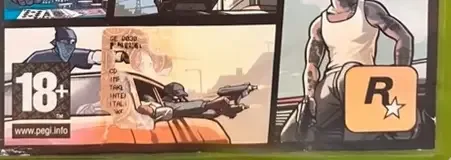 Grand Theft Auto: San Andreas, the PEGI square on its front
