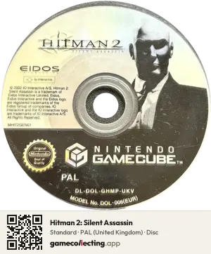 Hitman 2: Silent Assassin Nintendo GameCube, PAL disc