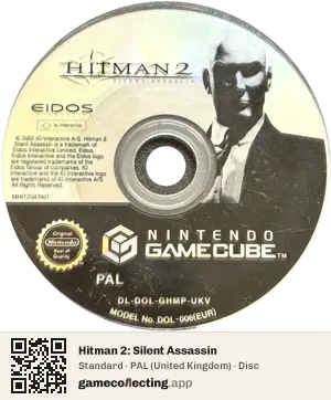 Hitman 2: Silent Assassin Nintendo GameCube, PAL disc