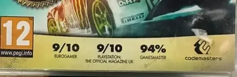 Dirt 3, the PEGI square on its front
