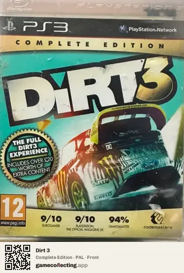 Dirt 3 PlayStation 3, PAL box front