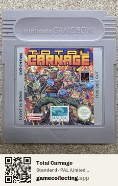 Total Carnage Game Boy, PAL cartridge label