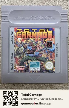 Total Carnage Game Boy, PAL cartridge label