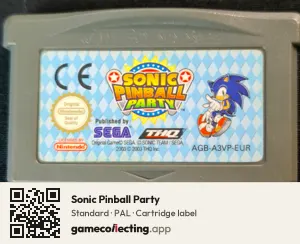 Sonic Pinball Party Game Boy Advance, PAL cartridge label