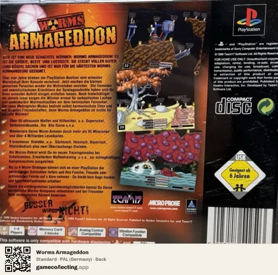 Worms Armageddon PlayStation, Germany box back