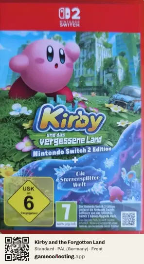 Kirby and the Forgotten Land Nintendo Switch 2, Germany box front