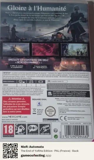 NieR: Automata Nintendo Switch, France box back