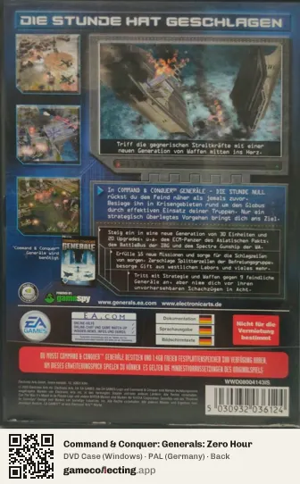 Command & Conquer: Generals: Zero Hour Computer, Germany box back