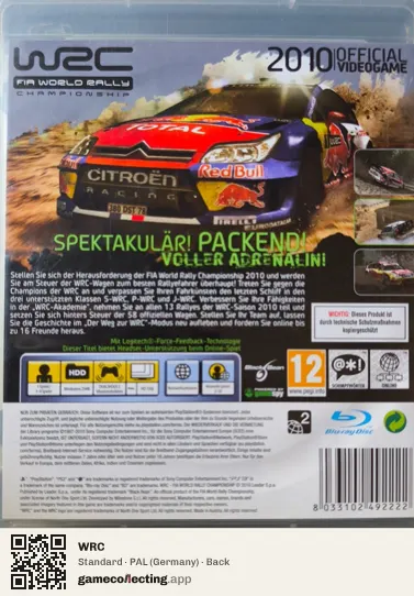 WRC PlayStation 3, Germany box back