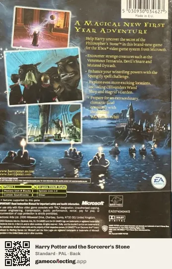 Harry Potter and the Sorcerer's Stone Xbox, PAL box back