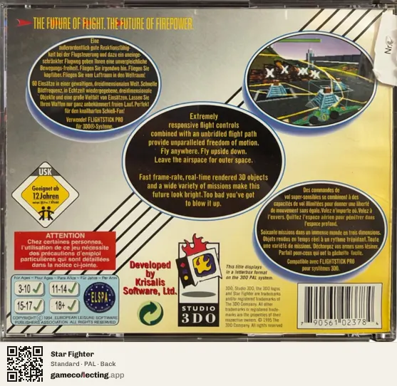 Star Fighter 3DO Interactive Multiplayer, PAL box back