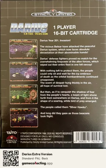Darius Extra Version Sega Mega Drive / Genesis, PAL box back