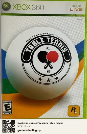 Rockstar Games Presents Table Tennis Xbox 360, NTSC box front