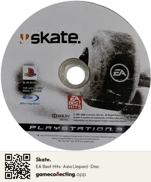 Skate. PlayStation 3, Asia disc