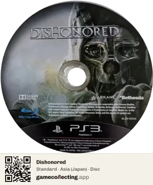 Dishonored PlayStation 3, Asia disc
