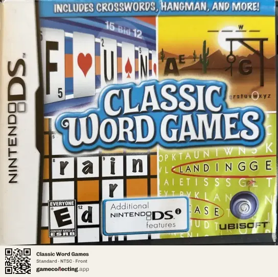 Classic Word Games Nintendo DS, NTSC box front
