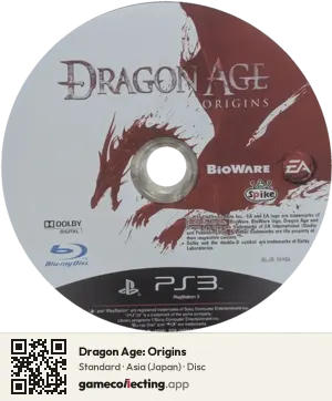 Dragon Age: Origins PlayStation 3, Asia disc