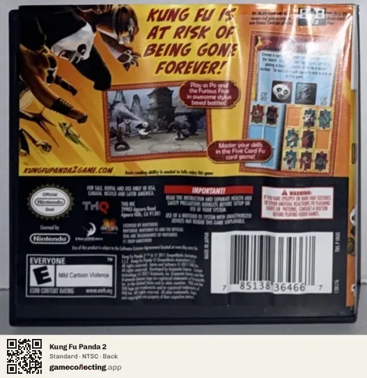 Kung Fu Panda 2 Nintendo DS, NTSC box back