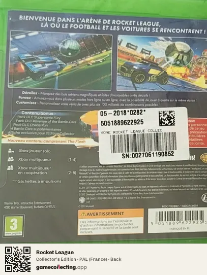 Rocket League Xbox One, France box back