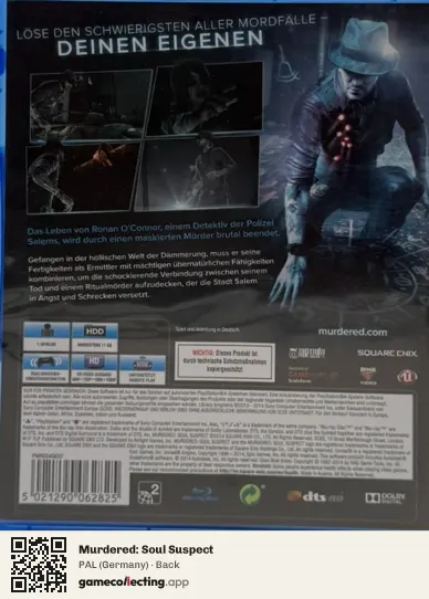 Murdered: Soul Suspect PlayStation 4, Germany box back