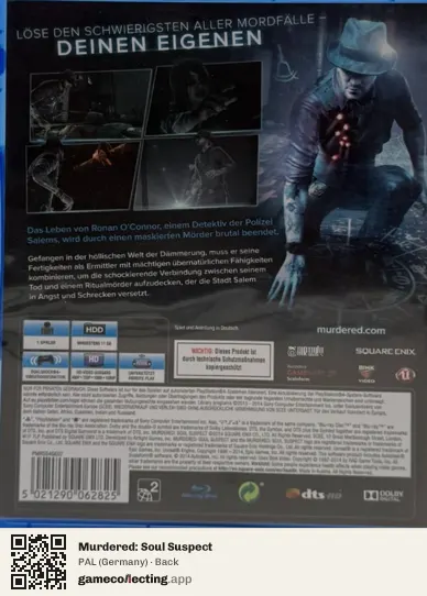 Murdered: Soul Suspect PlayStation 4, Germany box back