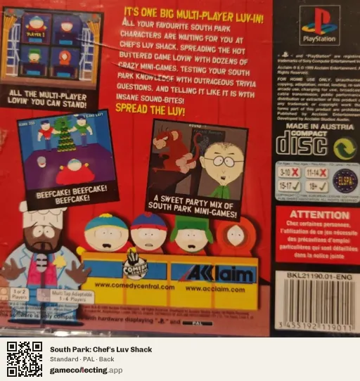 South Park: Chef's Luv Shack PlayStation, PAL box back