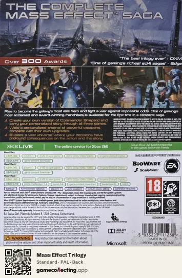 Mass Effect Trilogy Xbox 360, PAL box back