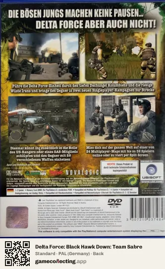 Delta Force: Black Hawk Down: Team Sabre PlayStation 2, Germany box back